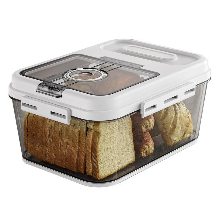 Brotkasten PET mit Zeitrad, Brotbox für Küche Weiss 29 x 19 cm | Datumsrad hilft beim Überblick; kom