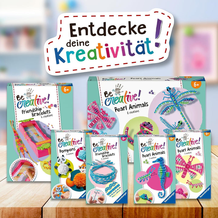 Ravensburger BeCreative Pearl Animals - Bastelset für Kinder ab 6 Jahre, Perlentiere basteln für Mäd