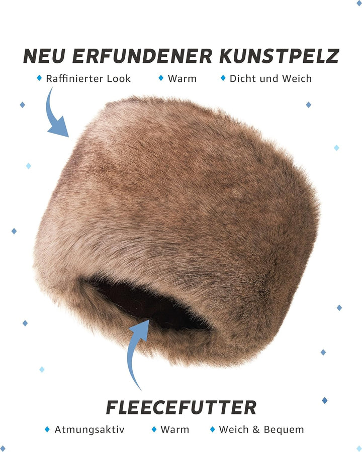 Futrzane Siberian Kosakenmütze - Pelzmütze Damen - Fell Pelz Russische Mütze XS Beige Siberian, XS B