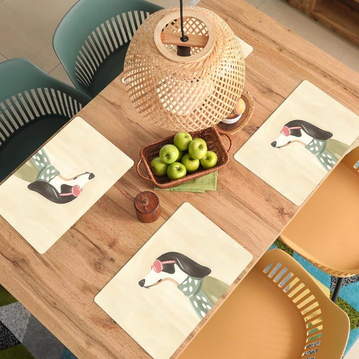 KitchenYeah© Platzsets Abwaschbar 6-Teilig Tischsets Platzdeckchen Hund - Sonnenbrille, Hund - Sonne