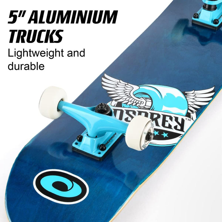 Osprey Absolute Anfänger Double Kick Trick Skateboard, 78,7 x 20,3 cm Ahorndeck Pride blau, Pride bl
