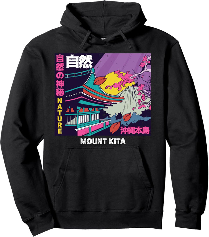 Japanischer Berg Kita Retro Vintage Berg Sakura Natur Pullover Hoodie