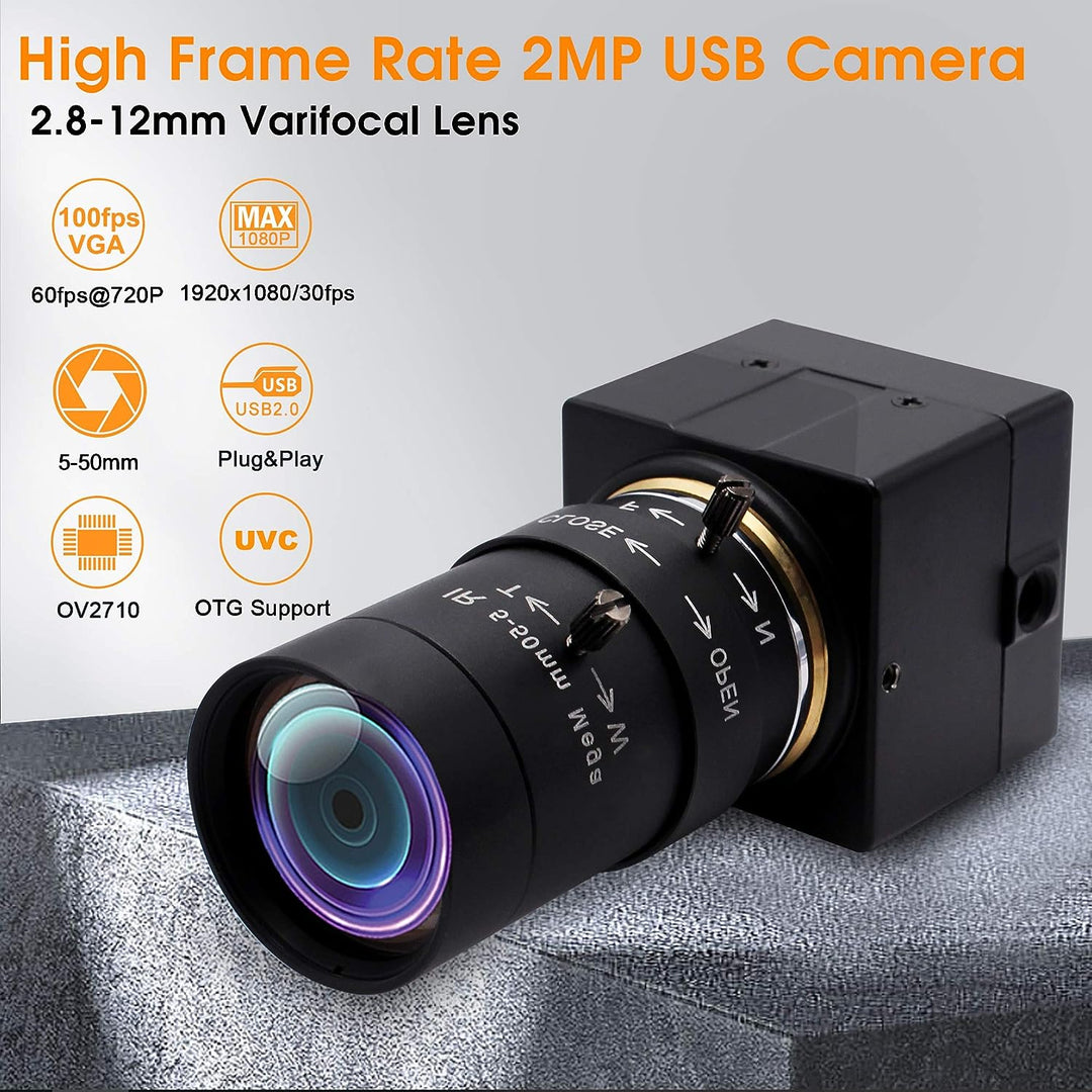Svpro USB Webkamera mit 5-50mm Objektiv Kamera mit manuellem Fokus und Zoom Mini Webcam 2MP High Fra