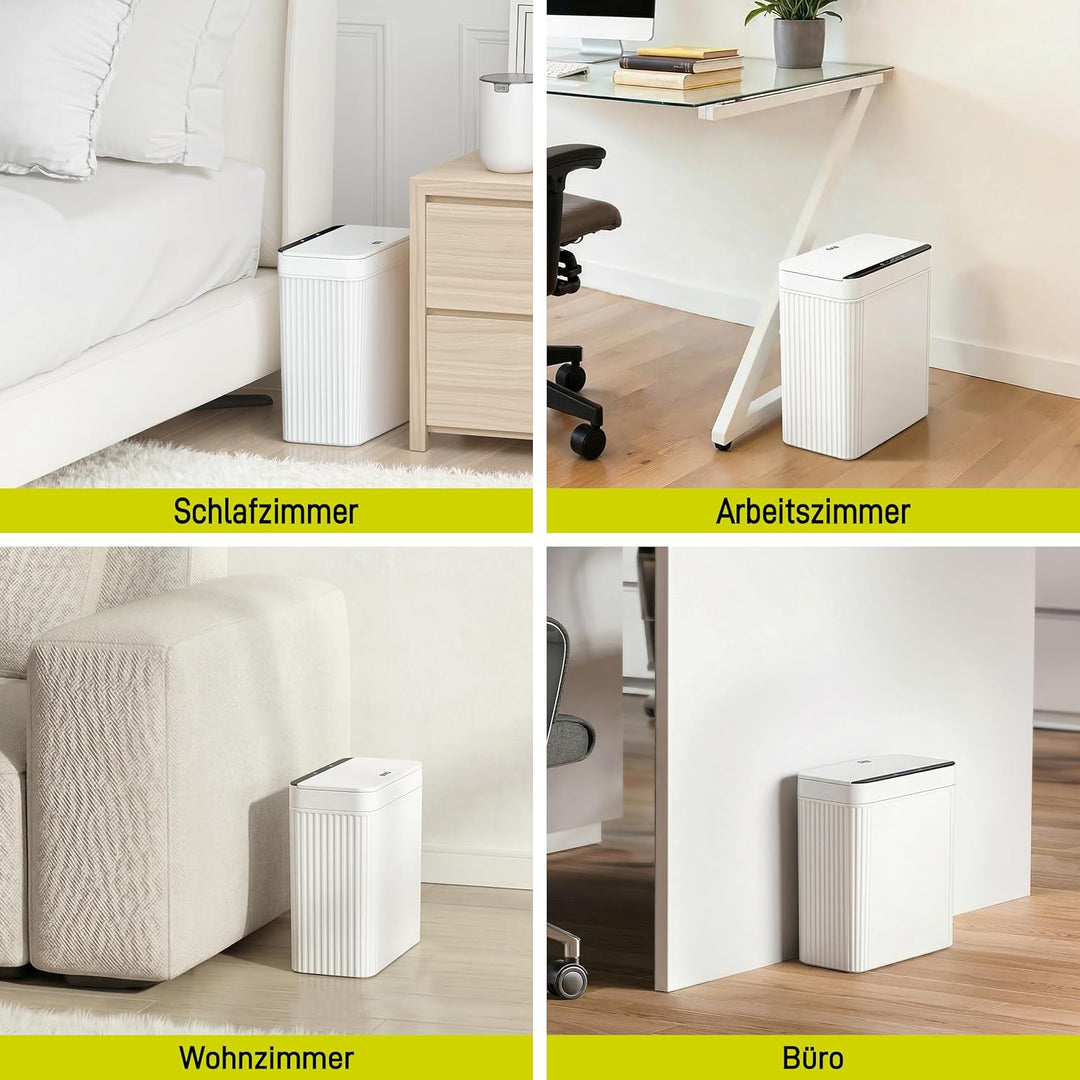 EKO Brio Sensor Mülleimer Bad 10L, Automatischer Berührungsloser Badezimmer-Mülleimer, Wasserdicht,