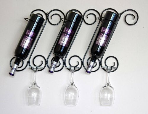 DanDiBo Weinregal Wand mit Glashalter Tinto Flaschenständer Metall 60 cm Flaschenhalter Wandregal