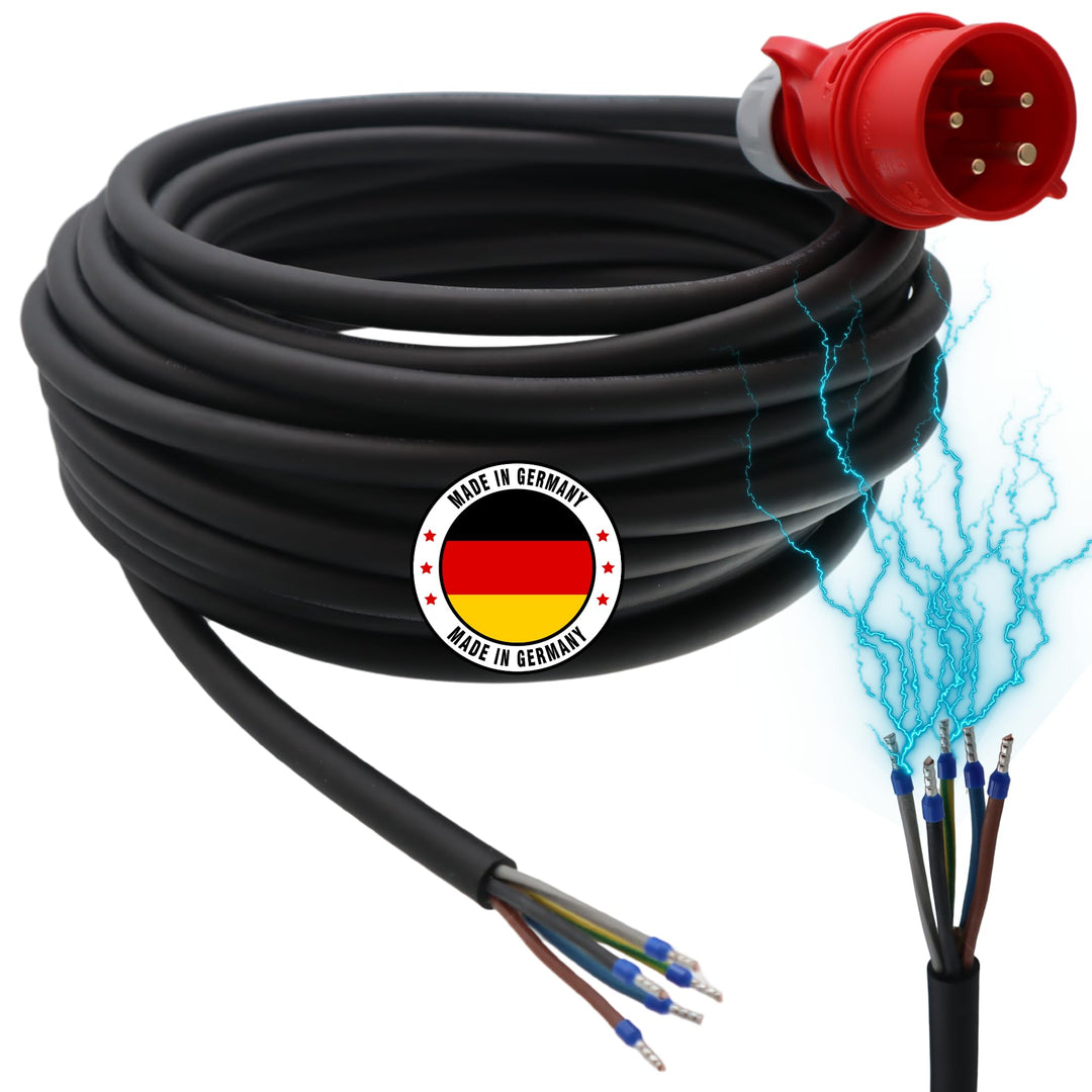 netbote24® CEE Maschinen-Anschlussleitung 400V / 16A H07RN-F 5-polig (3P+N+PE) 5x2,5 mm² IP44 2,5-50