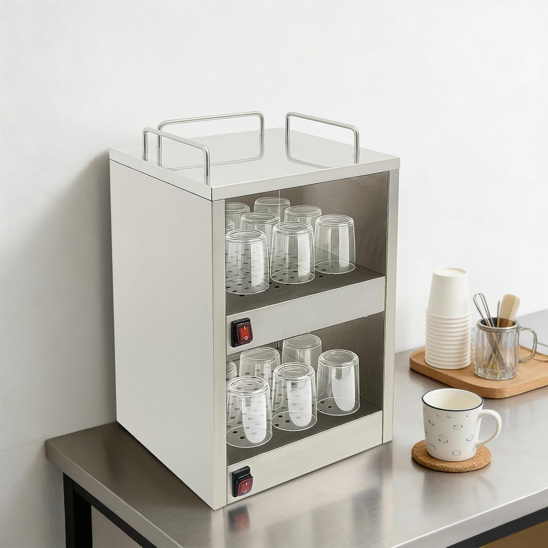 Elektrischer Tassenwärmer, kommerziell, 140 W, doppelte Ebene, professioneller Heizschrank, Kaffeeta