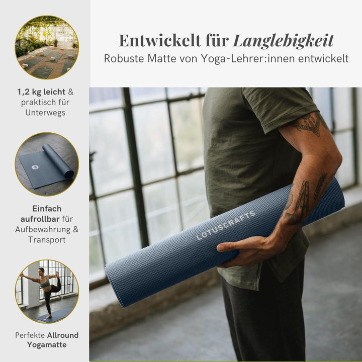 Lotuscrafts Yogamatte Mudra Studio [5mm Dicke] - Hautfreundlich & Schadstoffgeprüft - für Anfänger u