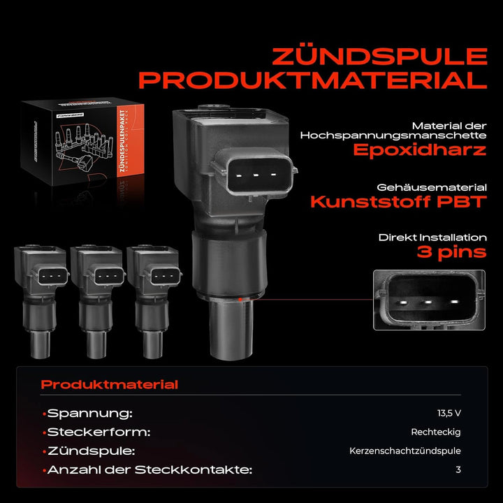 Frankberg 4x Zündspule Zündmodul Kompatibel mit RX-8 FE SE 1308ccm 2003-2012 Replace# N3H118100B