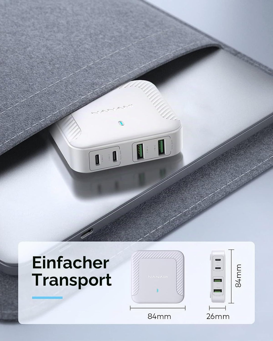 NANAMI 100W USB C Ladegerät Mehrfach - 4-Port Desktop Charger GaN USB C Netzteil PD Ladegerät mit PP
