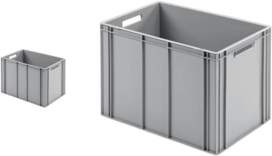 SuperSparSet 2x Eurobehälter mit offenem Griff | HxBxT 42x40x60cm | 70 Liter | Grau | Eurobox, Trans
