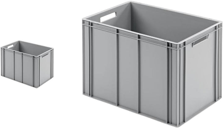 SuperSparSet 2x Eurobehälter mit offenem Griff | HxBxT 42x40x60cm | 70 Liter | Grau | Eurobox, Trans