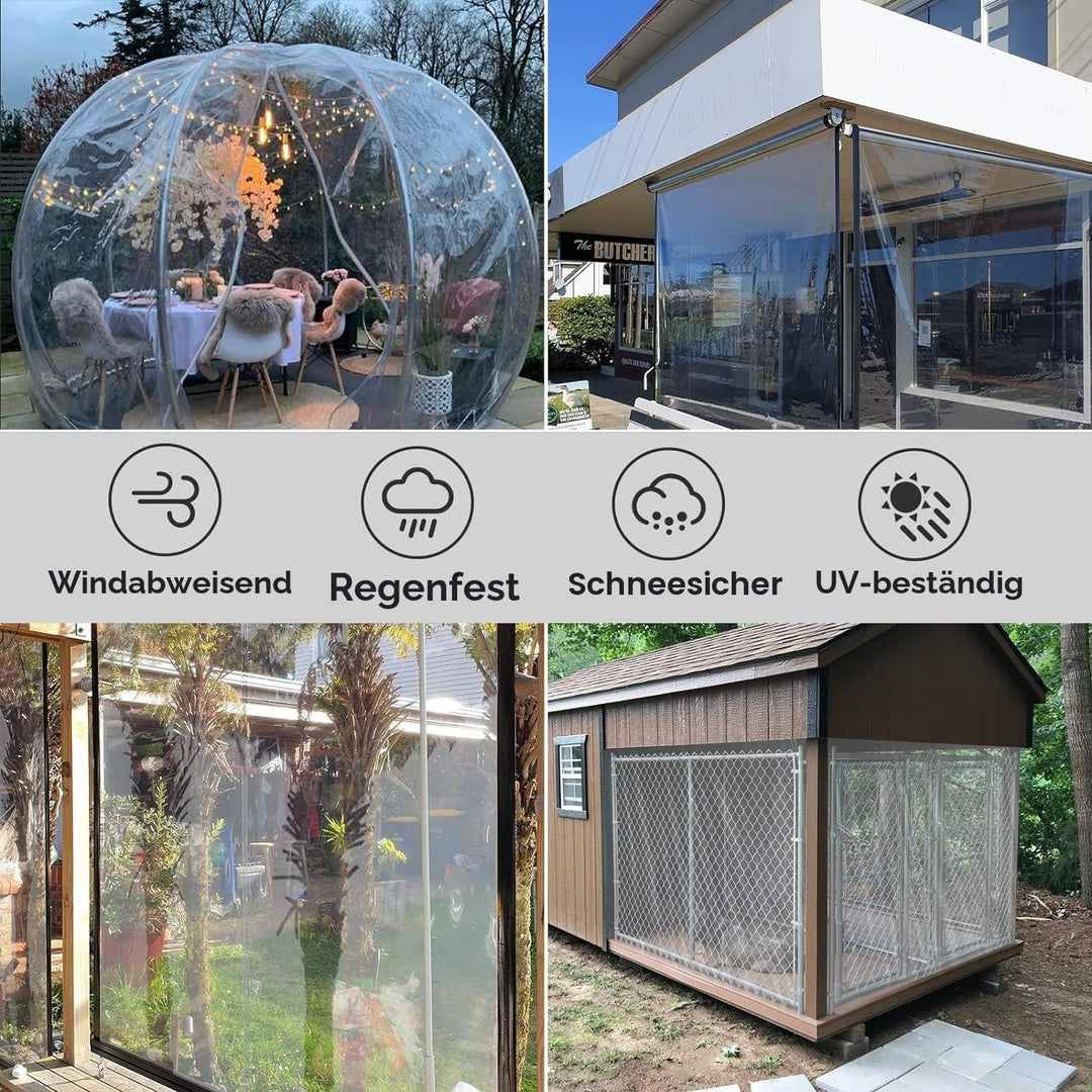 Plane Transparent mit Ösen,2.5X4m Plane Wasserdicht,Plane Durchsichtig für Aussenbereich,PVC Terrass