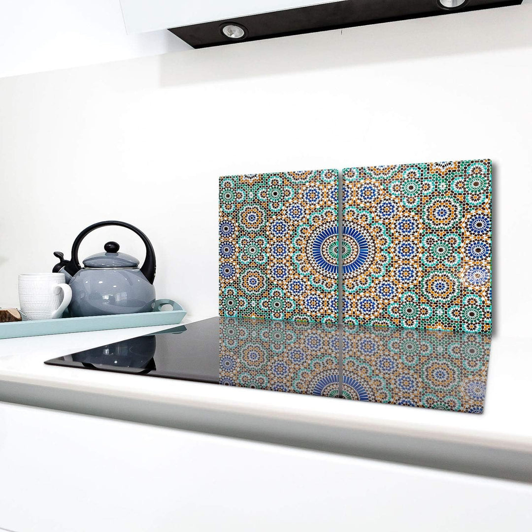 TMK | Herdabdeckplatten Set 2x40x52 cm Ceranfeld Abdeckung Glas Spritzschutz Abdeckplatte Glasplatte