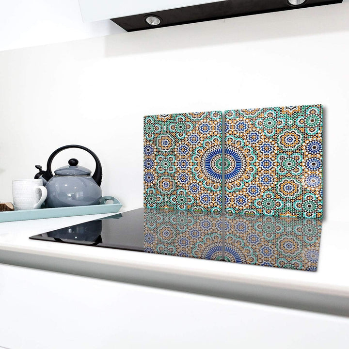 TMK | Herdabdeckplatten Set 2x40x52 cm Ceranfeld Abdeckung Glas Spritzschutz Abdeckplatte Glasplatte