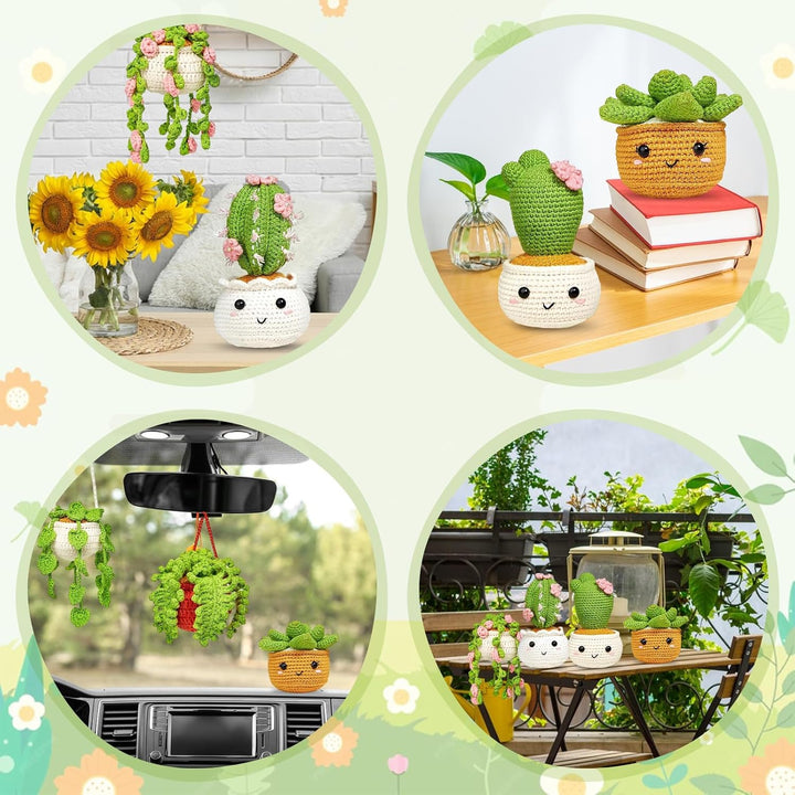 Coopay Häkelset für Anfänger, 6 Kakteen und Pflanzen DIY Häkel Set mit Schritt-für-Schritt Anleitung