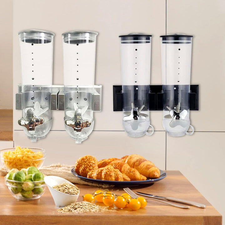 Doppelt wandmontierten Lebensmittelspender, 3L-Getreidebehälter, Müslispender für Cerealien, Cornfla