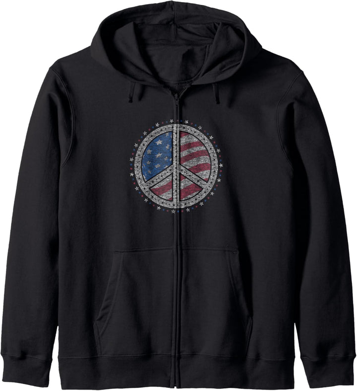 Americana Peace Sign Stars American Flag Kapuzenjacke