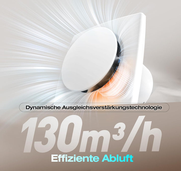 Badlüfter 100mm mit Schalter - 130m³/h Starker Lüftung Energiesparend WC Lüfter - Leiser Badezimmer