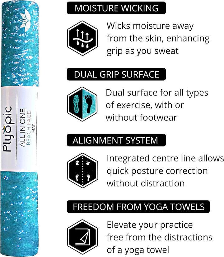 Plyopic All-In-One Yoga-Matte – Rutschfest auch bei Schweiss | Premium Matte mit Sweat-Grip Oberfläc