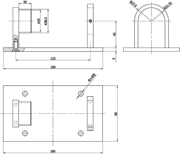 Edelstahl Wandanker Rohrhalter Wandhalter Pfostenhalter für Rohr Ø 42,4 mm