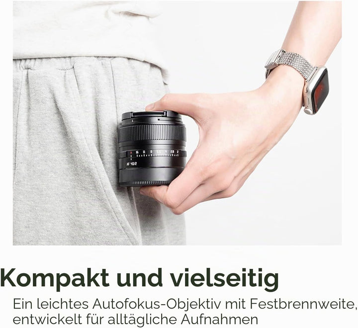 TTARTISAN 40 mm f/2 AF-Objektiv für L-Mount, Vollformat 40 mm f2 Autofokus Prime Objektive für L-Mou