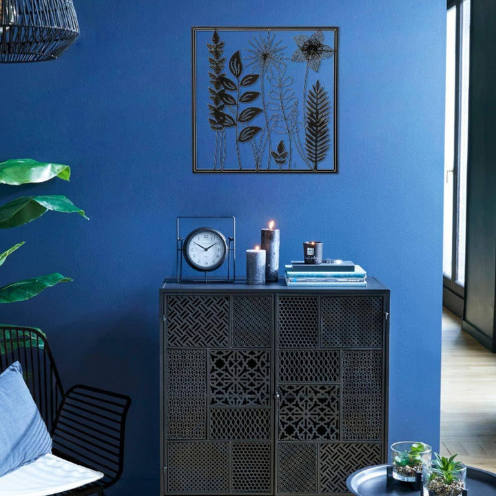 Wanddekoration Blätter - Metall 40 × 40 cm - Schwarz - Atmosphera créateur d'intérieur cm Schwarz, c