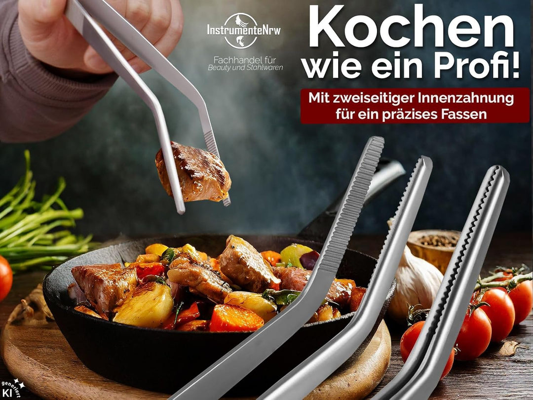 InstrumenteNrw Premium Küchenpinzette | Grillpinzette | Kochpinzette | Pinzette Edelstahl | Gourmet-