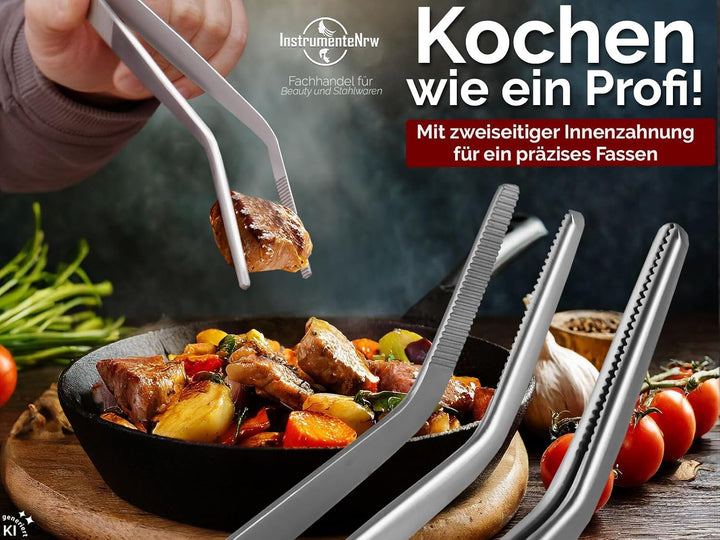 InstrumenteNrw Premium Küchenpinzette | Grillpinzette | Kochpinzette | Pinzette Edelstahl | Gourmet-
