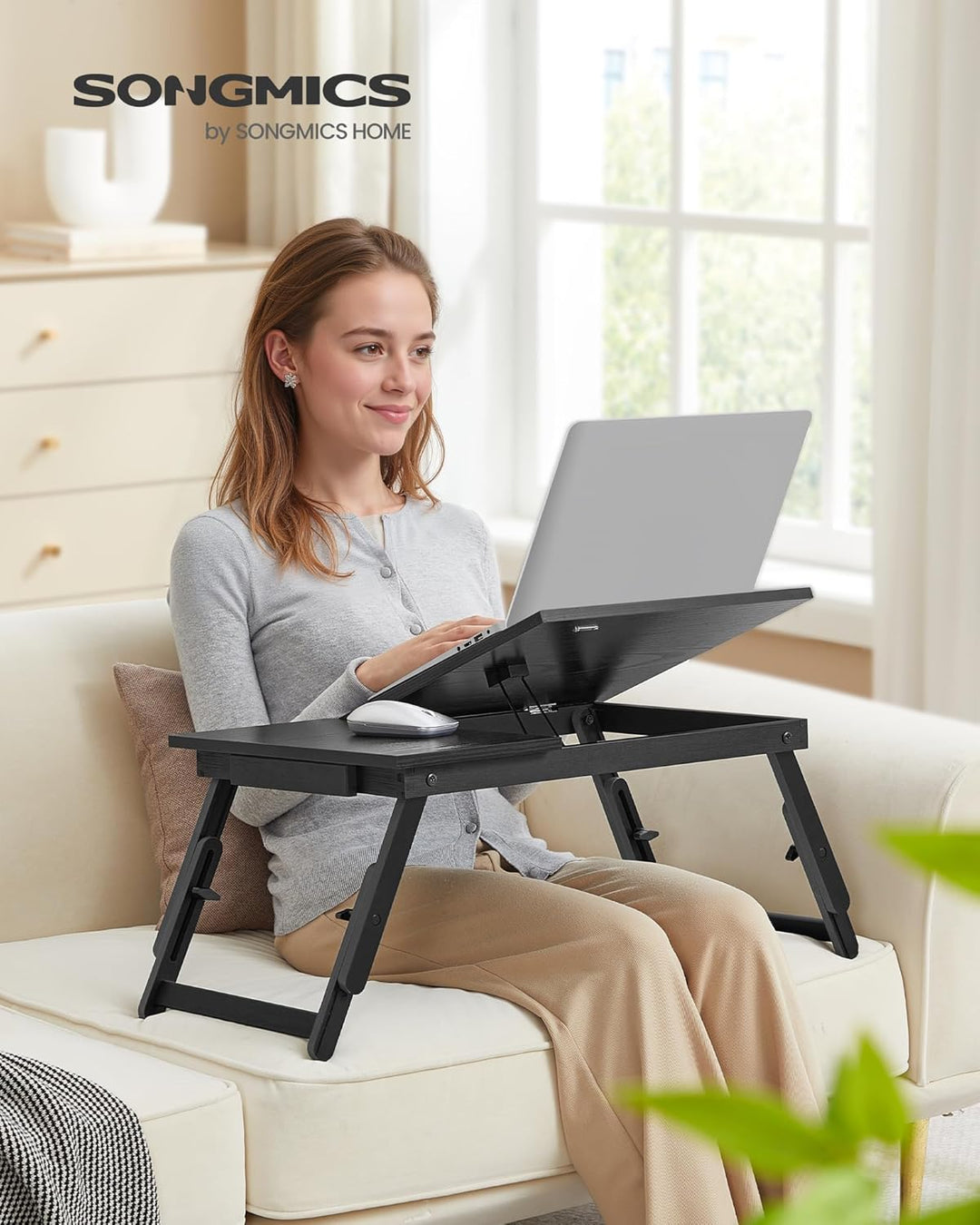 SONGMICS Laptoptisch für Bett, Laptopständer, winkel- und höhenverstellbar, klappbare Beine, für Lap