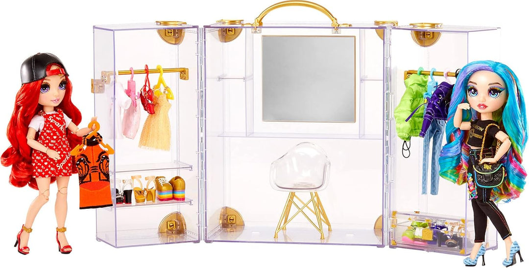 Rainbow High Deluxe Fashion Closet Spielset – 400+ modische Looks! Tragbarer transparenter Acryl-Spi