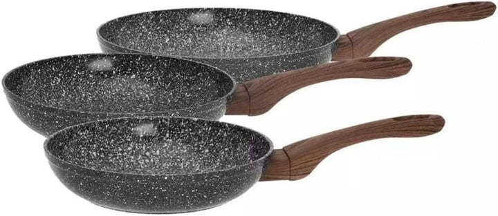 Kinghoff Pfannenset Pfanne 3-teilig 20/24/28 cm Granit Wood Line KH-1030