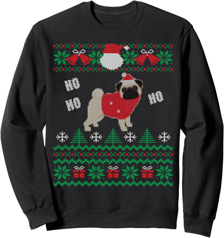 Mops-Hund hässliche Weihnachtsparty Neuheit Urlaub Xmas Sweatshirt