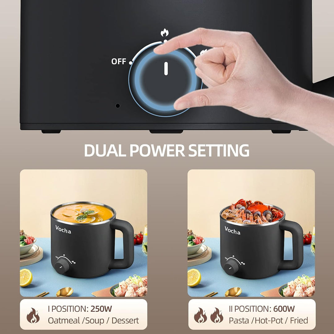 Vocha Elektrische Hot Pot Topf, 1.6L Kleiner Elektrischer Kochtopf, Tragbare Schneller Nudelkocher,