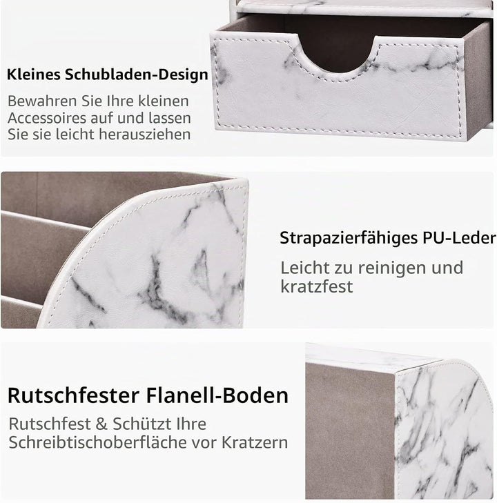 KINGFOM Büro Zubehör Schreibtisch, büroset schreibtisch set (Halb Pu-grauer Marmor), Marmor