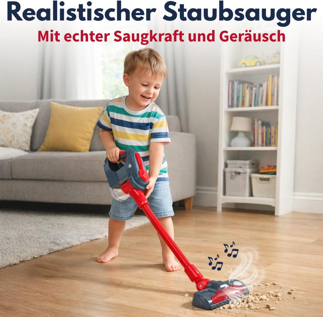 Dirt Devil Spielzeug Staubsauger 3-in-1 - Kinderstaubsauger mit 2 Aufsätzen - Funktionierende Saugfu