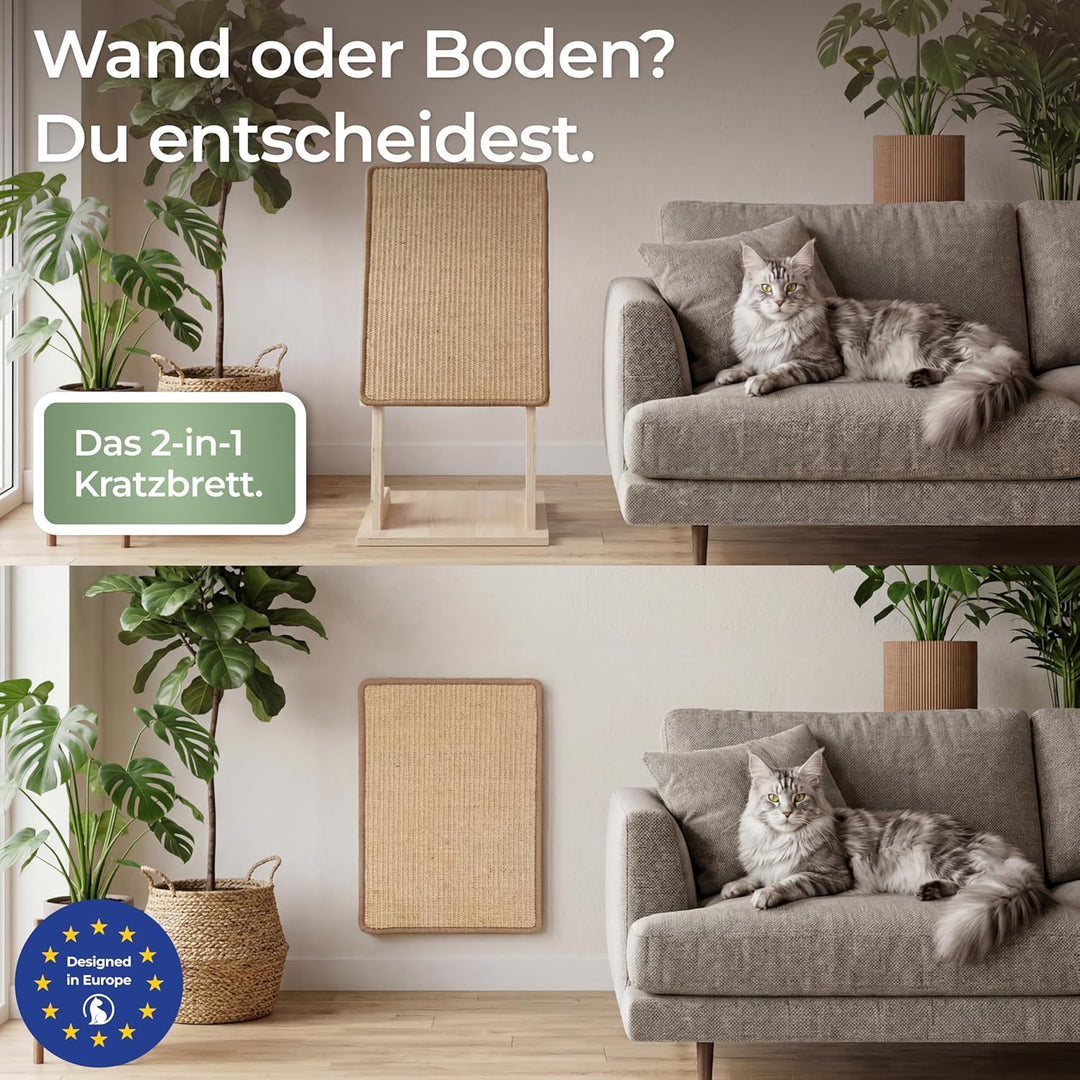 WOOWOOD Kratzbrett Katzen für Wand und Boden- Widerstandsfähige Kratzmatte, Kratzmöbel aus hochwerti