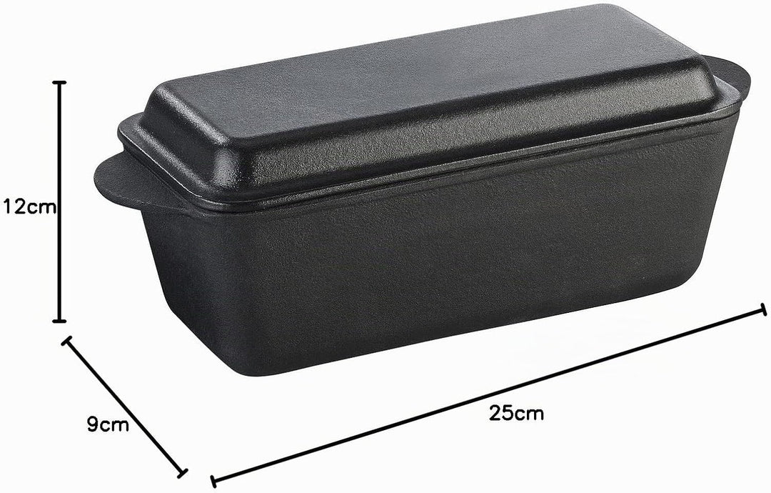 Rosenstein &amp; Söhne Brotbackform: 2er-Set Gusseisen-Kastenformen mit Deckel, 25 x 12 x 9 cm, 2er-Set