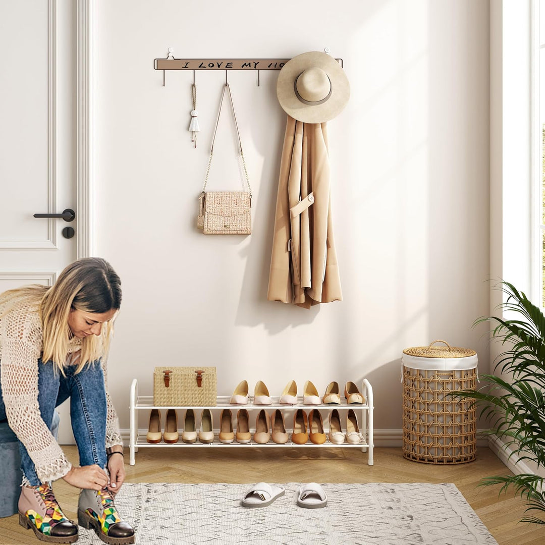 Hoctieon Schuhregal im Netz-Stil mit 2 Ebenen, Schuhregal für den Eingangsbereich, Schuhaufbewahrung