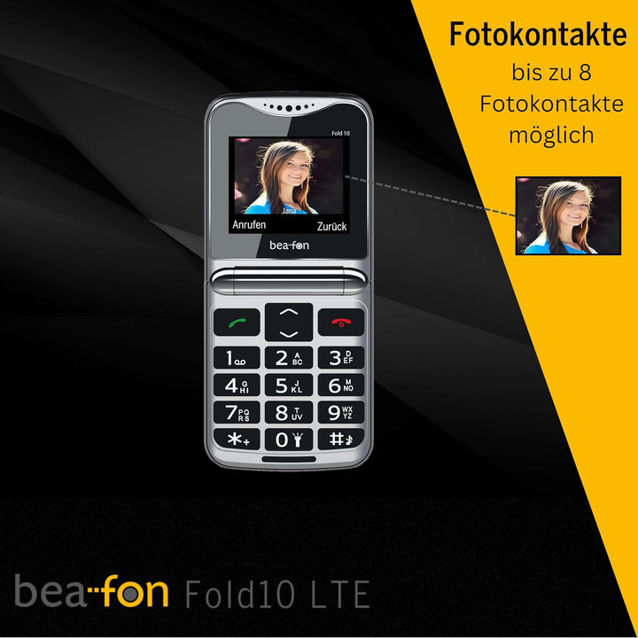 Beafon, Fold10 LTE, Klapphandy, SOS Notruftaste, XL Farbinnendisplay2,2 (5,58cm), XL Farbaussendispa
