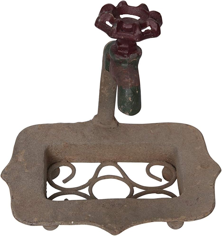 Creative Co-op Secret Garden Decorative Iron Soap Holder with Faucet