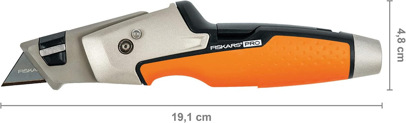 Fiskars Universal-Malermesser, Länge 19,1 cm, Rostfreier Stahl/Kunststoff, Schwarz/Orange, CarbonMax