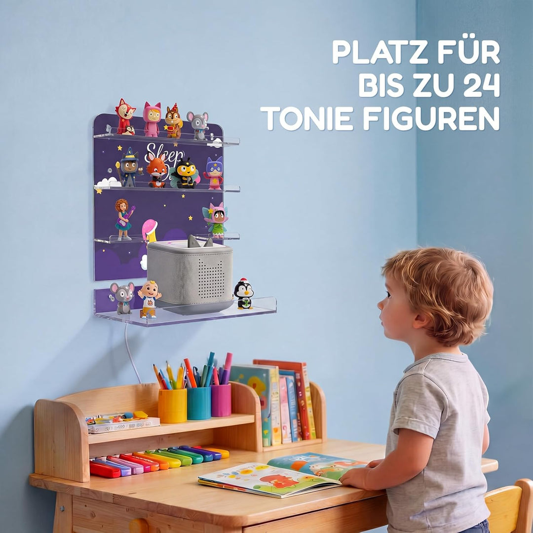 AITEE Tonie Regal aus Acryl: bis zu 24 Tonie Figuren - kompatibel mit Toniebox 1 & 2 für Mädchen & J