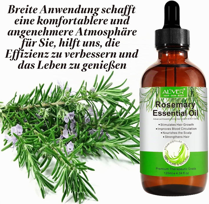 Rosmarinöl Haare, Ätherisches Rosmarinöl für Haarwuchs, Rosemary Oil for Hair, Natürliches Nährt die