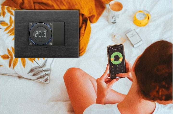 Vimar 02973 Smart Thermostat WiFi mit Drehregler und Relaisausgang, Bluetooth, Heizung und Kühlung i