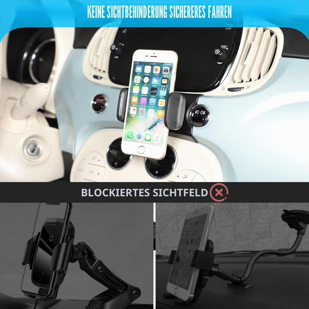 METYOUCAR Handyhalter für Fiat 500 2016-2024 - Rotierender Handyhalter fürs Auto für iPhone Android