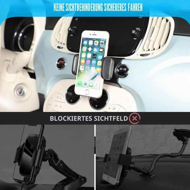 METYOUCAR Handyhalter für Fiat 500 2016-2024 - Rotierender Handyhalter fürs Auto für iPhone Android