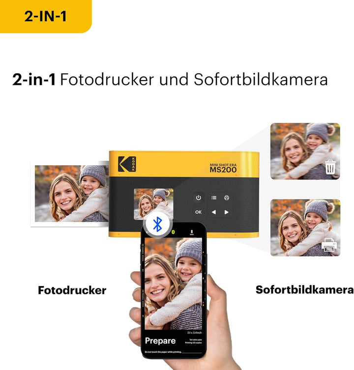 KODAK Cam Mini Shot 2 ERA Black 2,1x3,4 Mini Shot 2 Sofortbildkamera + 8 Blatts Black, Mini Shot 2 S