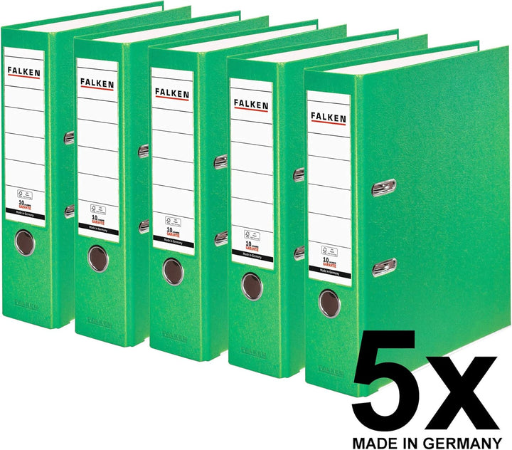 Original Falken 5er Pack PP-Color Kunststoff-Ordner. Made in Germany. 8 cm breit DIN A4 Pastell-Farb