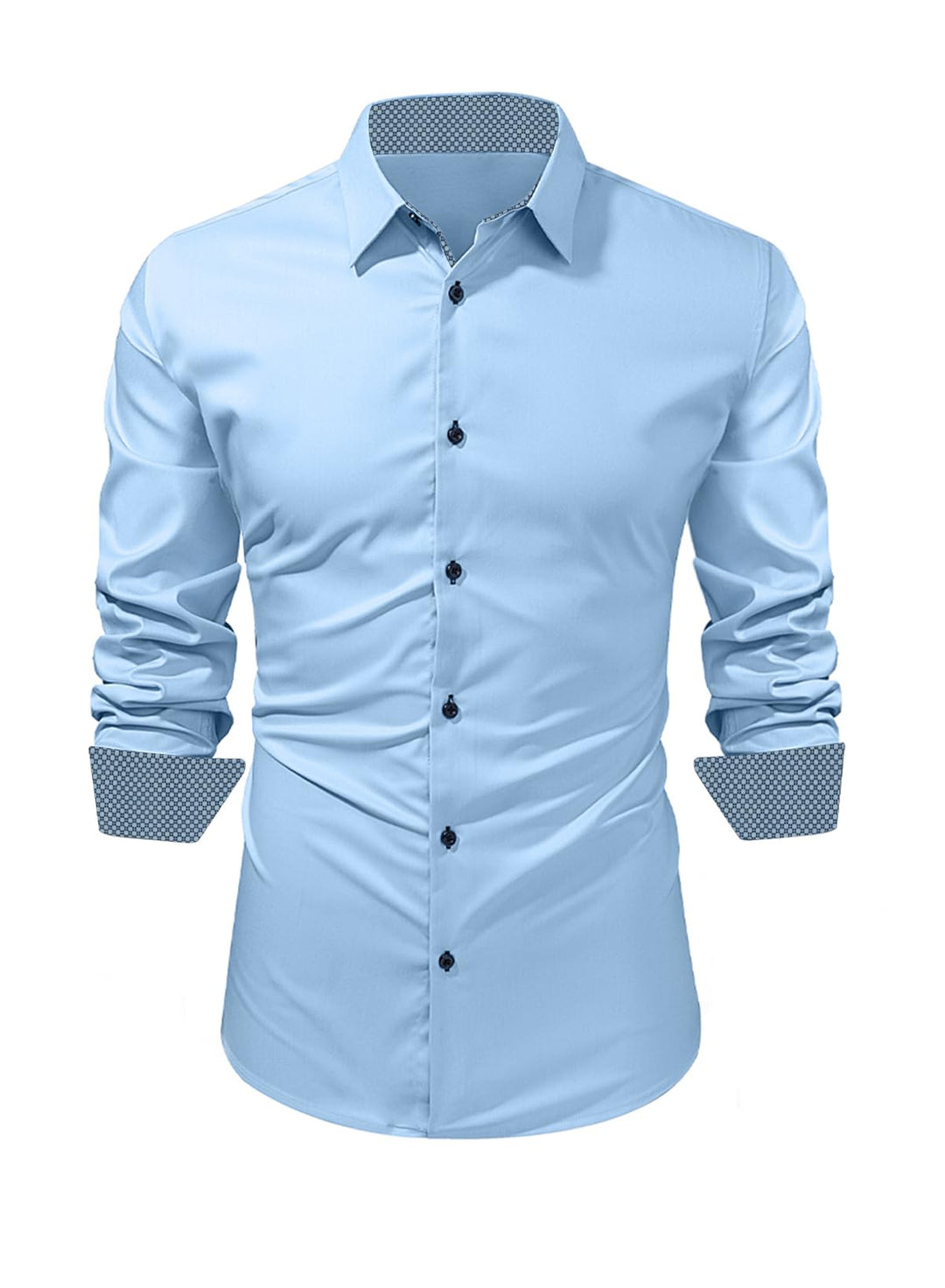 Herren Hemd Businesshemd Langarm Freizeithemd Herrenhemden Casual Regular Fit L B Blau, L B Blau